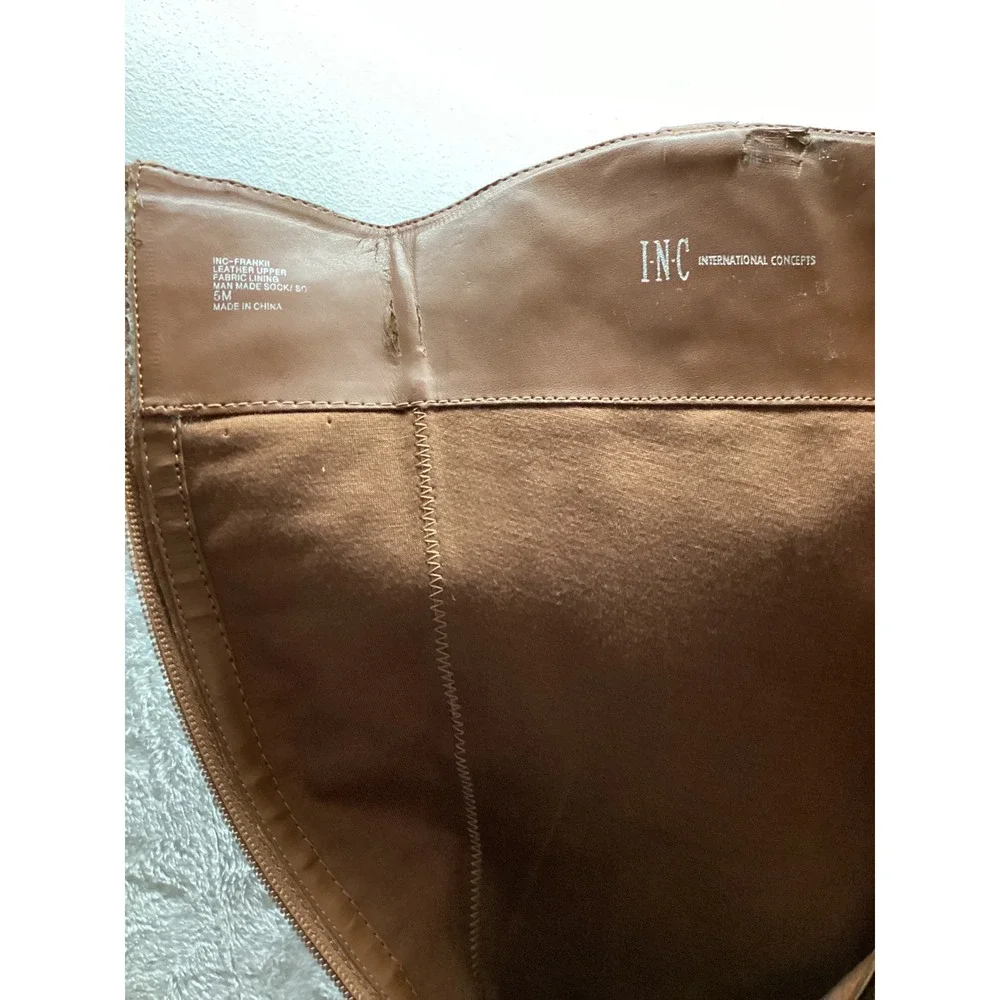 INC International Concepts Women's‎ Brown Leather Buckle Knee High Boots Size 6M